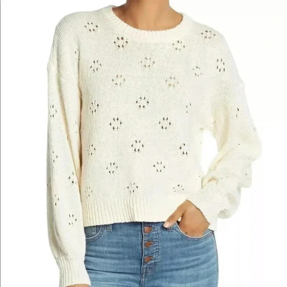 New Madewell Eyelet Knit Sweater Sz S